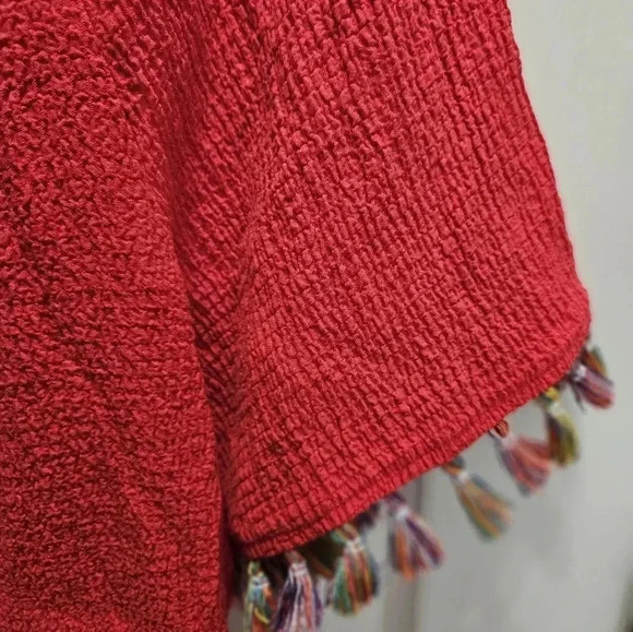 I N Studio Red Peasant Blouse Plus Sz 1X - Picture 3 of 5